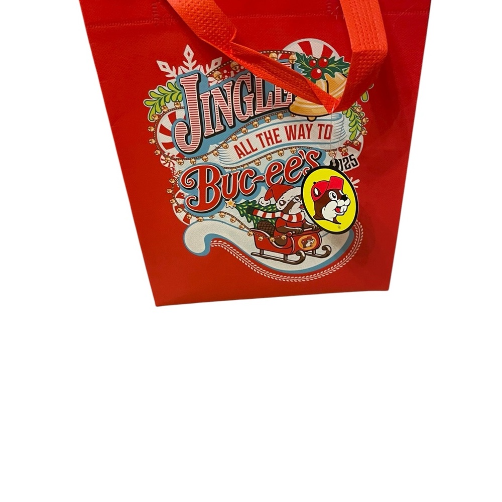 Buc-ee's Red Holiday Tote Bag reusable beaver logo